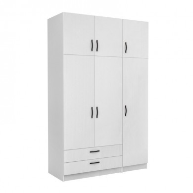 Victoria Megapap three doors melamine wardrobe with cabinet in white color 150x60x240cm.