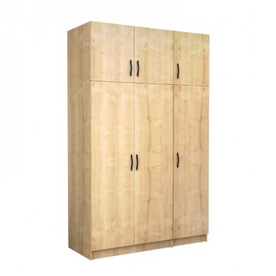 Victoria Megapap three doors melamine wardrobe with cabinet in oak color 150x60x240cm.