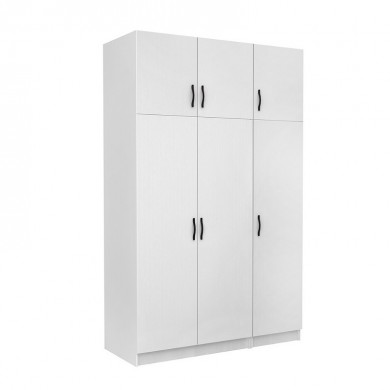 Victoria Megapap three doors melamine wardrobe with cabinet in white color 150x60x240cm.