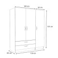 Victoria Megapap three doors melamine wardrobe in oak color 150x60x181cm.