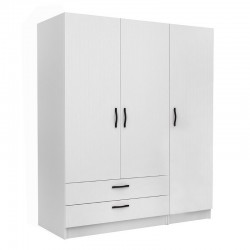 Ντουλάπα ρούχων Victoria Megapap τρίφυλλη με συρτάρια χρώμα λευκό 150x60x181εκ.