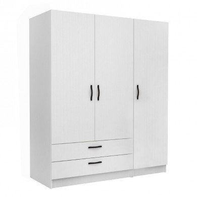 Victoria Megapap three doors melamine wardrobe in white color 150x60x181cm.