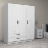 Ντουλάπα ρούχων Victoria Megapap τρίφυλλη με συρτάρια χρώμα λευκό 150x60x181εκ.
