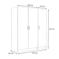 Victoria Megapap three doors melamine wardrobe in oak color 150x60x181cm.