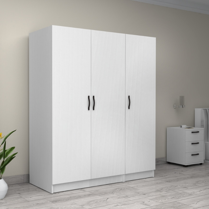 Ντουλάπα ρούχων Victoria Megapap τρίφυλλη χρώμα λευκό 150x60x181εκ.