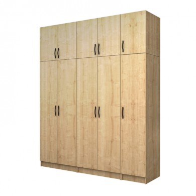 Vivian Megapap  five doors melamine wardrobe with cabinet in oak color 200x51.8x240cm.