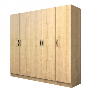 Vivian Megapap  five doors melamine wardrobe in oak color 200x51.8x181cm.