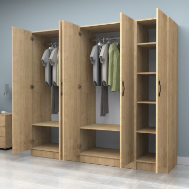 Vivian Megapap  five doors melamine wardrobe in oak color 200x51.8x181cm.