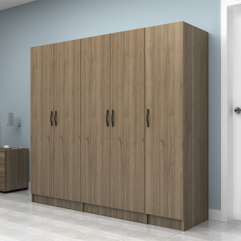 Vivian Megapap  five doors melamine wardrobe in walnut color 200x51.8x181cm.