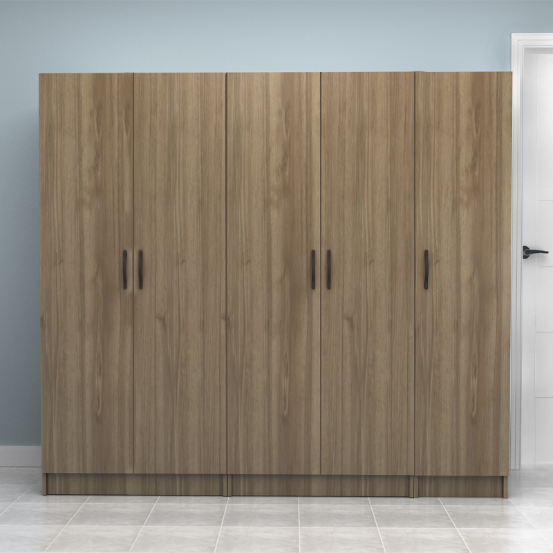 Vivian Megapap  five doors melamine wardrobe in walnut color 200x51.8x181cm.