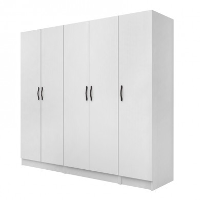 Vivian Megapap  five doors melamine wardrobe in white color 200x51.8x181cm.