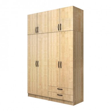 Vivian Megapap four doors melamine wardrobe in oak color 160x51.8x240cm.