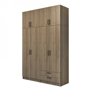Vivian Megapap four doors melamine wardrobe in walnut color 160x51.8x240cm.