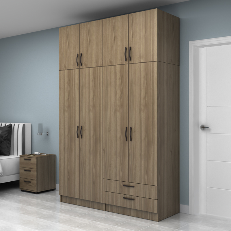 Vivian Megapap four doors melamine wardrobe in walnut color 160x51.8x240cm.