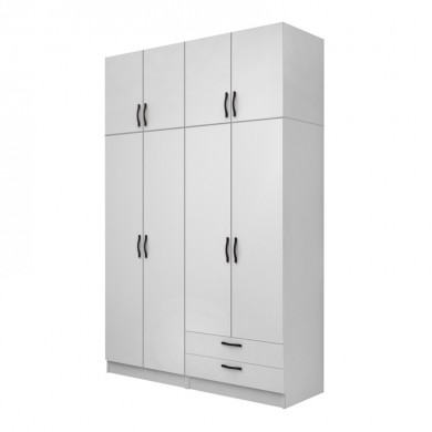 Vivian Megapap four doors melamine wardrobe in white color 160x51.8x240cm.