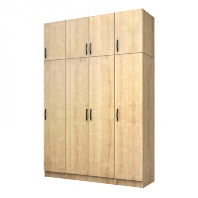 Vivian Megapap four doors melamine wardrobe with cabinet in oak color 160x51,8x240cm.