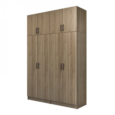 Vivian Megapap four doors melamine wardrobe with cabinet in walnut color 160x51.8x240cm.