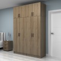 Vivian Megapap four doors melamine wardrobe with cabinet in walnut color 160x51.8x240cm.