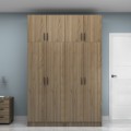 Vivian Megapap four doors melamine wardrobe with cabinet in walnut color 160x51.8x240cm.