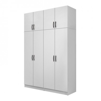 Vivian Megapap four doors melamine wardrobe with cabinet in white color 160x51.8x240cm.