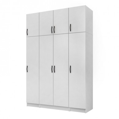 Vivian Megapap four doors melamine wardrobe with cabinet in white color 160x51,8x240cm.