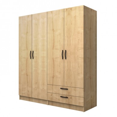 Vivian Megapap four doors melamine wardrobe in oak color 160x51.8x181cm.