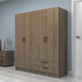 Vivian Megapap four doors melamine wardrobe in walnut color 160x51.8x181cm.