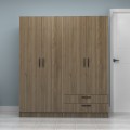 Vivian Megapap four doors melamine wardrobe in walnut color 160x51.8x181cm.