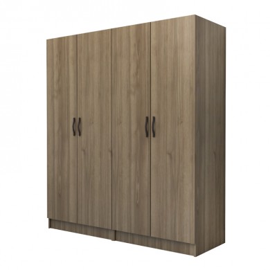Vivian Megapap four doors melamine wardrobe in walnut color 160x51.8x181cm.