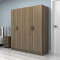 Vivian Megapap four doors melamine wardrobe in walnut color 160x51.8x181cm.