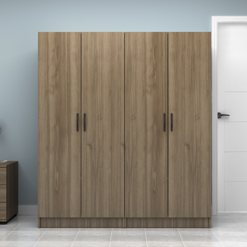 Vivian Megapap four doors melamine wardrobe in walnut color 160x51.8x181cm.