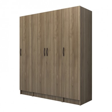 Vivian Megapap four doors melamine wardrobe in walnut color 160x51.8x181cm.