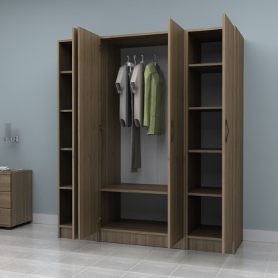 Vivian Megapap four doors melamine wardrobe in walnut color 160x51.8x181cm.