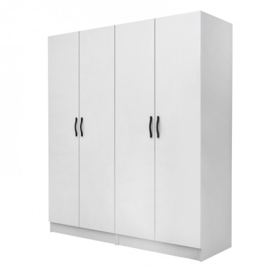 Vivian Megapap four doors melamine wardrobe in white color 160x51.8x181cm.