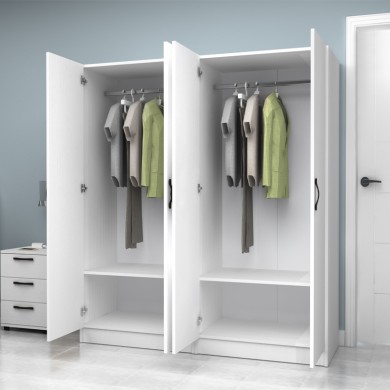 Vivian Megapap four doors melamine wardrobe in white color 160x51.8x181cm.