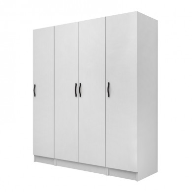 Vivian Megapap four doors melamine wardrobe in white color 160x51.8x181cm.