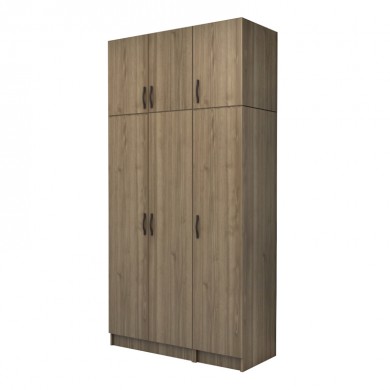 Vivian Megapap three doors melamine wardrobe with cabinet in walnut color 120x51.8x240cm.