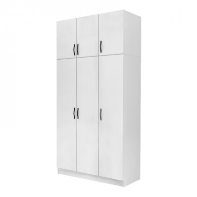 Vivian Megapap three doors melamine wardrobe with cabinet in white color 120x51.8x240cm.