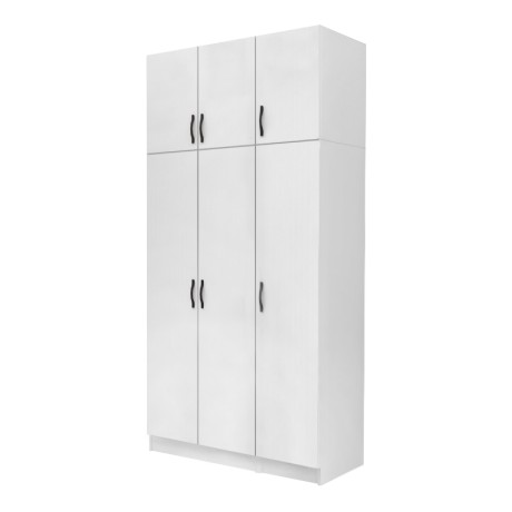 Vivian Megapap three doors melamine wardrobe with cabinet in white color 120x51.8x240cm.