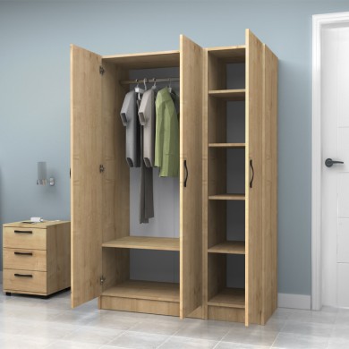 Vivian Megapap three doors melamine wardrobe in oak color 120x51.8x181cm.