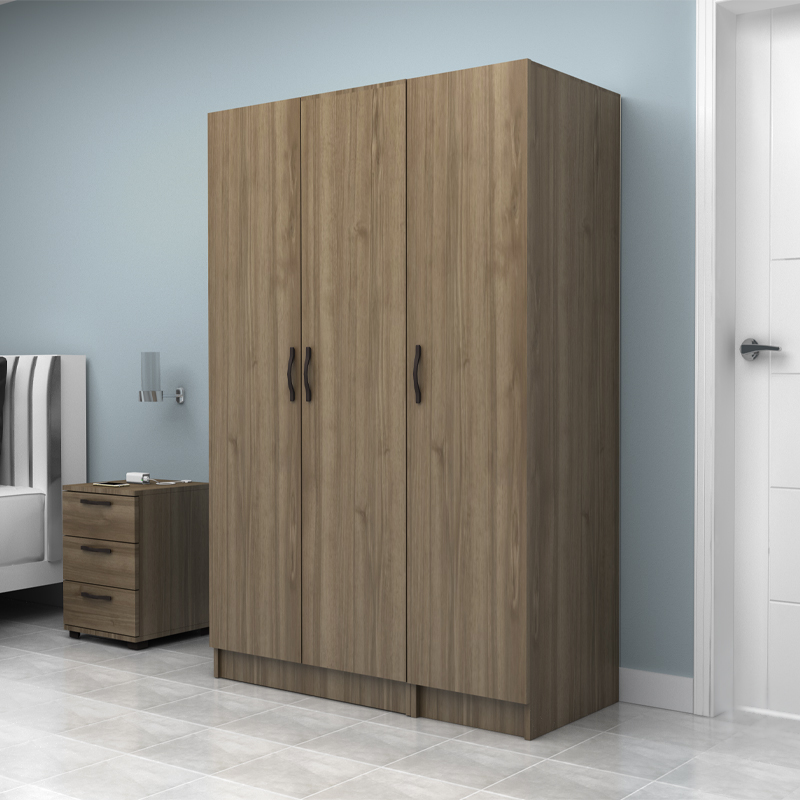 Vivian Megapap three doors melamine wardrobe in walnut color 120x51.8x181cm.