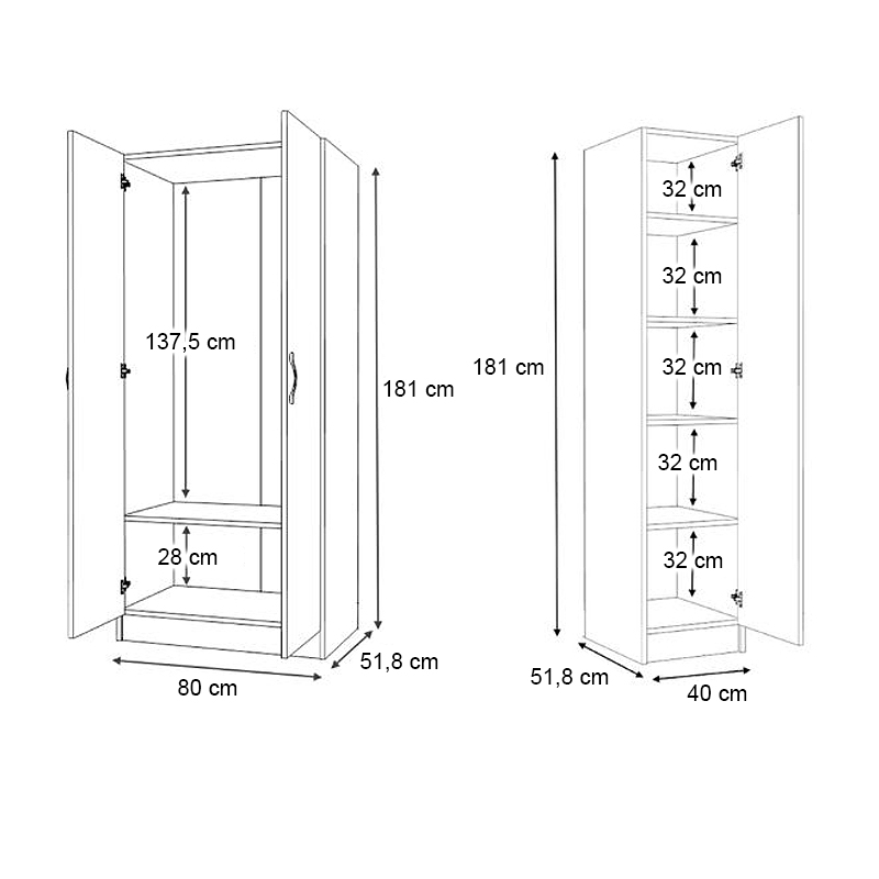 Vivian Megapap three doors melamine wardrobe in walnut color 120x51.8x181cm.
