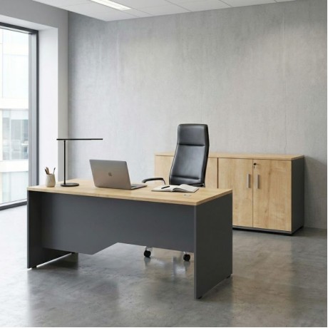 Venturo Megapap melamine office file cabinet in anthracite - oak color 160x40x80cm.