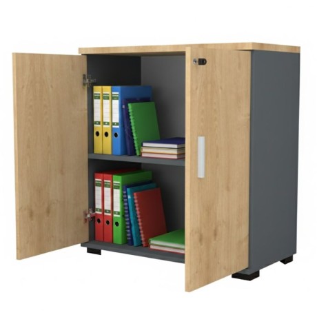 Venturo Megapap melamine office file cabinet in anthracite - oak color 80x40x80cm.