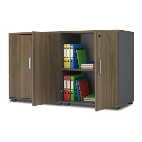 Venturo Megapap melamine office file cabinet in anthracite - walnut color 160x40x80cm.