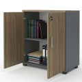 Venturo Megapap melamine office file cabinet in anthracite - walnut color 80x40x80cm.
