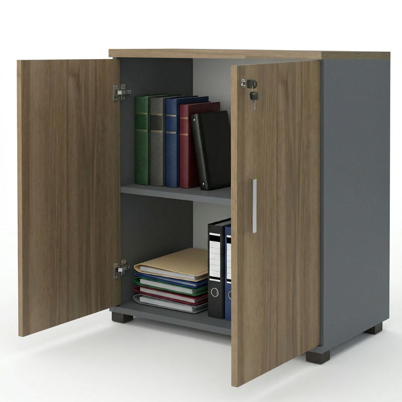 Venturo Megapap melamine office file cabinet in anthracite - walnut color 80x40x80cm.