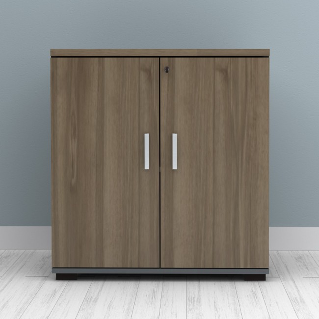 Ντουλάπι γραφείου με κλειδαριά επαγγελματικό Venturo Megapap χρώμα ανθρακί - καρυδί 80x40x80εκ.