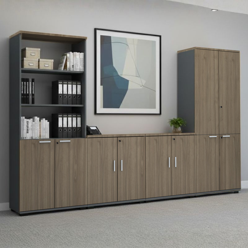 Venturo Megapap melamine office file cabinet in anthracite - walnut color 80x40x80cm.