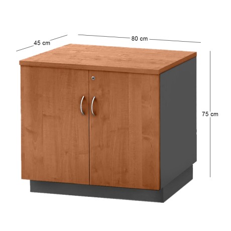 Office melamine cupboard in dark grey - cherry color 80x45x75cm.